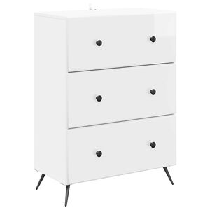 vidaXL Skuffeskab Hvid h&oslash;jglans 66 x 34,5 x 90 cm Konstrueret tr&aelig;