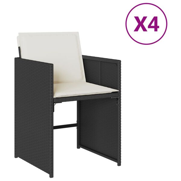 vidaXL havestole med hynder 4 stk. polyrattan sort
