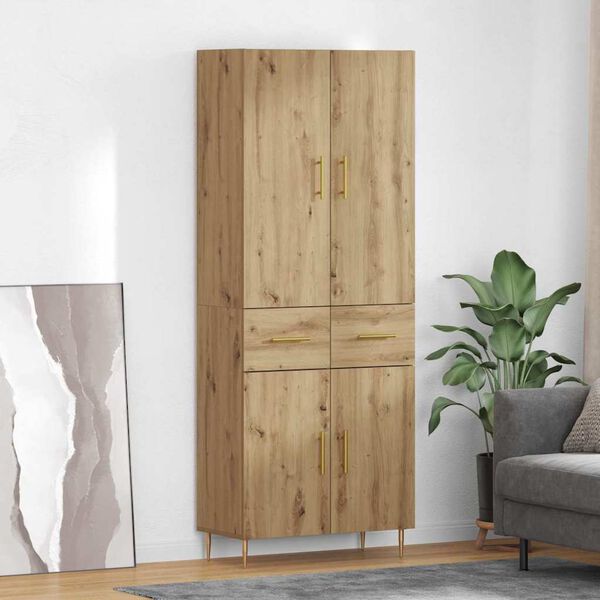 vidaXL Highboard Artisan Egetr&aelig; 69,5 x 34 x 180 cm Konstrueret tr&aelig;