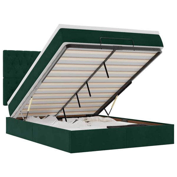 vidaXL osmannisk sengeramme med madrasser 140x190 cm fl&oslash;jl m&oslash;rkegr&oslash;n