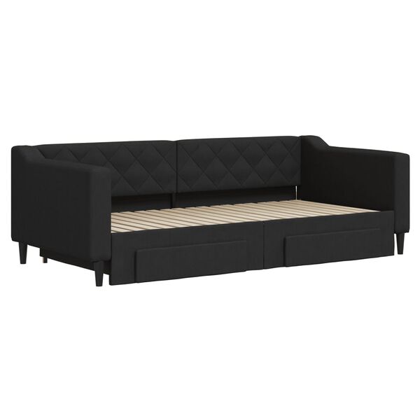 vidaXL daybed med udtræk og skuffer 90x190 cm stof sort