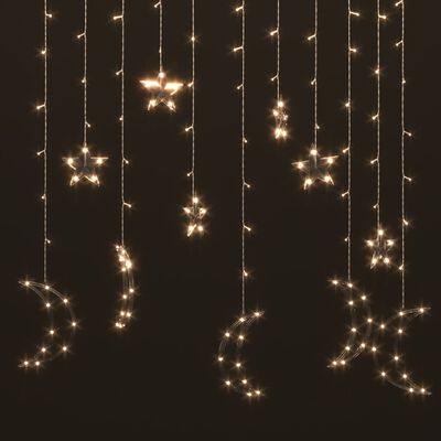 vidaXL fairy lights-lyskæder stjerne og måne 138 LED'er varm hvid