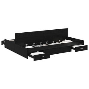 vidaXL Seng med opbevaring Sort eg 140 x 190 cm Konstrueret tr&aelig;