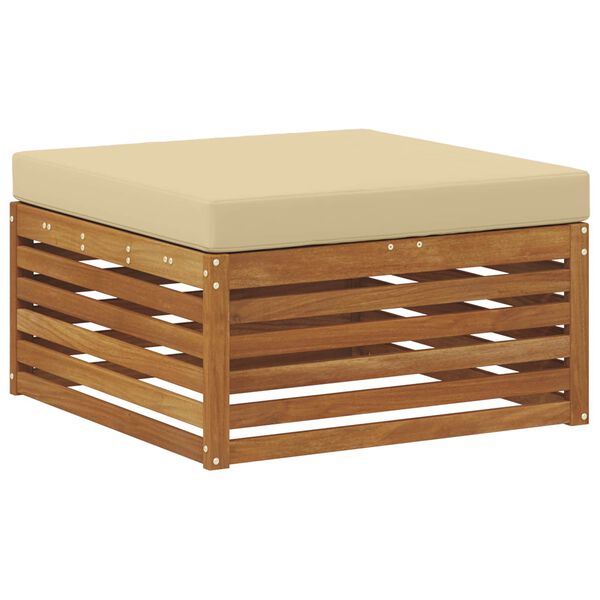 vidaXL Sofas&aelig;t med pude 8 pcs Naturlig og Beige Massivt Akacietr&aelig;