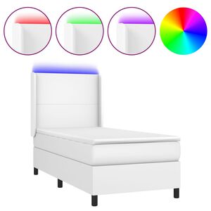 vidaXL kontinentalseng med LED-lys 100x200 cm kunstl&aelig;der hvid