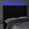 vidaXL sengegavl med LED-lys 147x16x118/128 cm kunstl&aelig;der sort