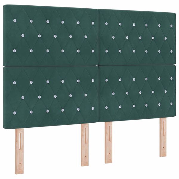 vidaXL LED Box Spring Bed med madras M&oslash;rkegr&oslash;n 140 x 200 cm Stof