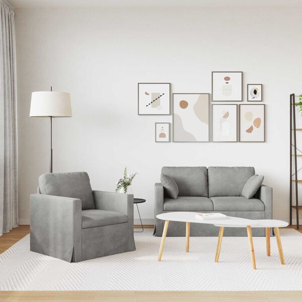 vidaXL Sofa 2 pcs Lysegr&aring; 138 x 78 x 80 cm Fl&oslash;jl