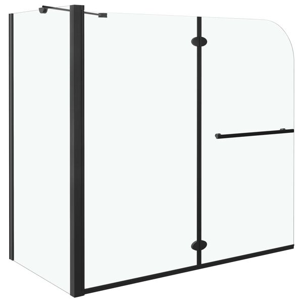 vidaXL foldbar brusevæg 120x68x130 cm sikkerhedsglas sort