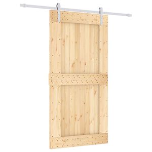 vidaXL Skyded&oslash;r Natur og hvid 100 x 210 cm Massivt Fyrretr&aelig;