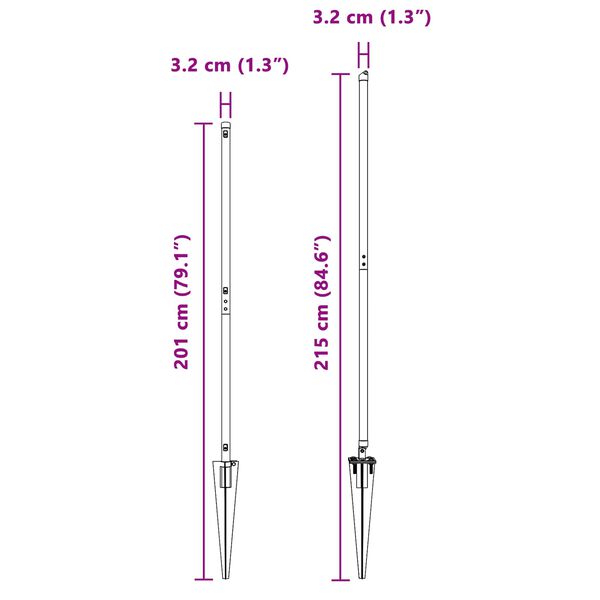 vidaXL Hegnspæl Andet 26 pcs Grå 3,2 x 3,2 x 170 cm Stål