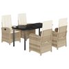 vidaXL spisebordss&aelig;t til haven 5 dele med hynder polyrattan beige