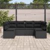 vidaXL Sofa Sæt med pude 6 pcs Sort polyrattan