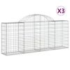 vidaXL buede gabionkurve 3 stk. 200x30x80/100 cm galvaniseret jern