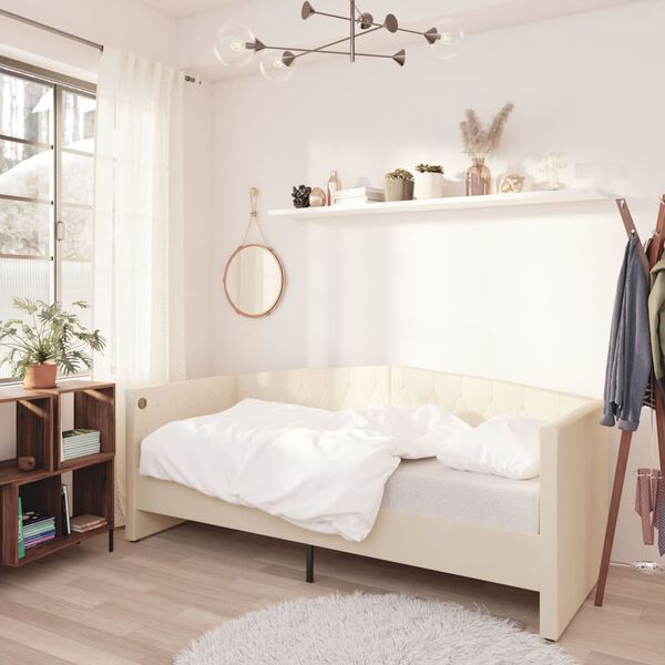 vidaXL daybed med USB 90x200 cm fl&oslash;jl cremefarvet