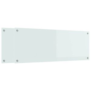 vidaXL K&oslash;kkenbacksplash 2 stk. Hvid 110 x 40 cm h&aelig;rdet glas