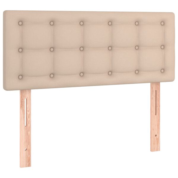 vidaXL sengegavl med LED-lys 90x5x78/88 cm kunstl&aelig;der cappuccinofarvet