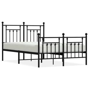 vidaXL sengeramme med sengegavl og fodg&aelig;rde 120x190 cm metal sort