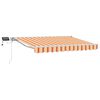 vidaXL Manuel markise-ramme med LED-lys Gul og orange 2,5 x 2 m