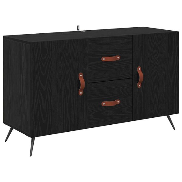 vidaXL Sideboard med skuffe Sort eg 100 x 36 x 60 cm Konstrueret tr&aelig;