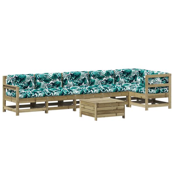 vidaXL lounges&aelig;t til haven 7 dele med hynder impr&aelig;gneret fyrretr&aelig;