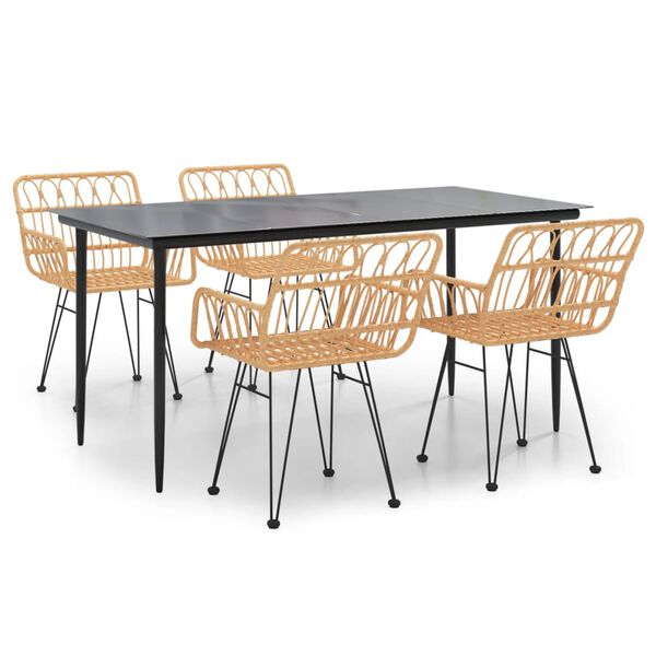 vidaXL spisebordssæt til haven 5 dele polyrattan