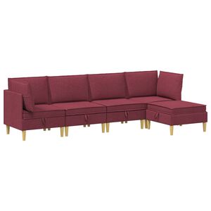 vidaXL Modulsofa s&aelig;t med opbevaring 5 pcs Vinr&oslash;d Stof