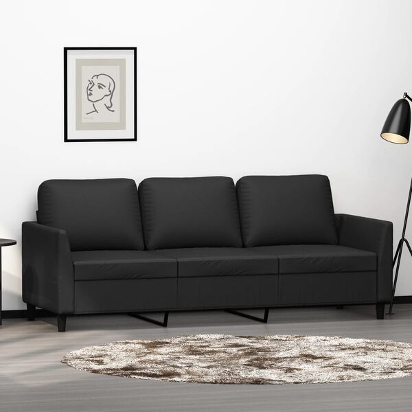 vidaXL 3-personers sofa 180 cm kunstl&aelig;der sort
