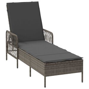 vidaXL Liggestol med pude 1-person Grå 157 x 55 x 92cm polyrattan