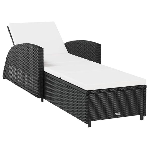 vidaXL liggestol med cremefarvet hynde polyrattan sort