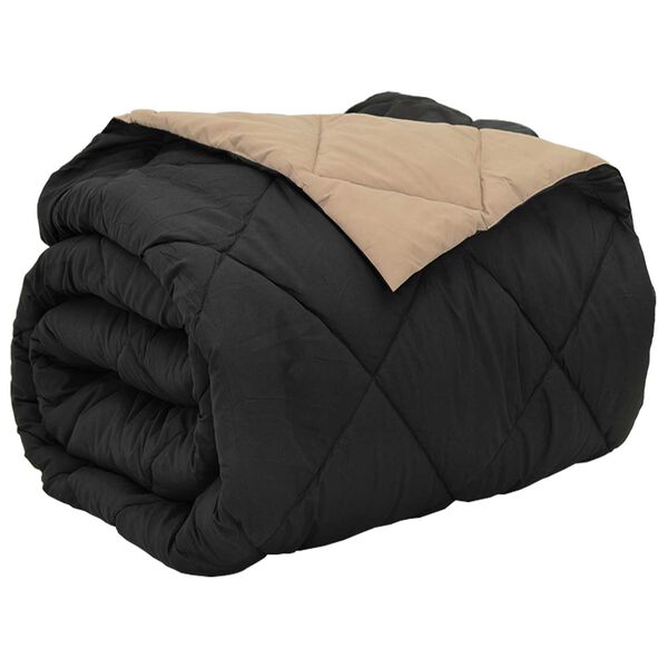 vidaXL Hel&aring;rs dyne Sort og Taupe 240 x 260 cm Mikrofiber