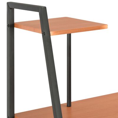 vidaXL skrivebord med reol 102x50x117 cm sort og brun