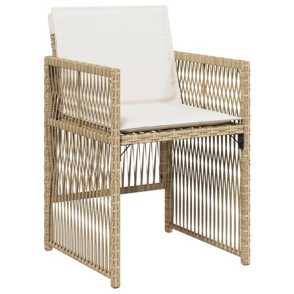 vidaXL havestole 4 stk. med hynder polyrattan beige