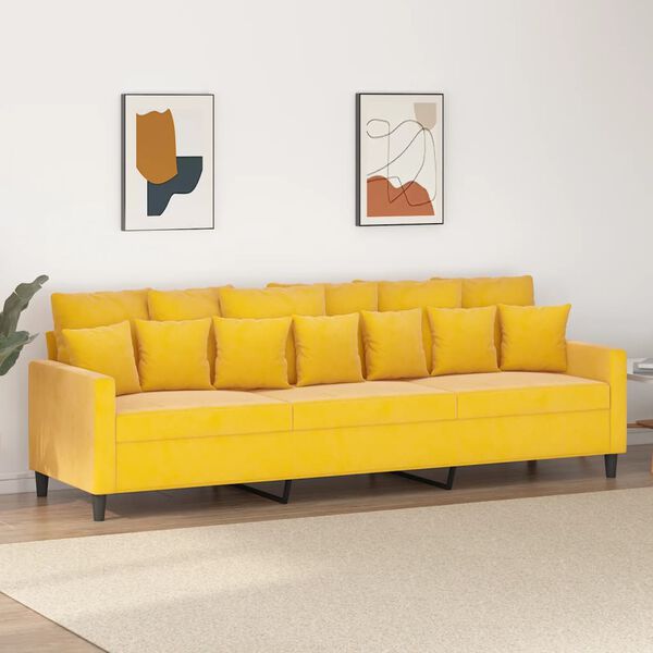 vidaXL 3-personers sofa 210 cm fl&oslash;jl gul