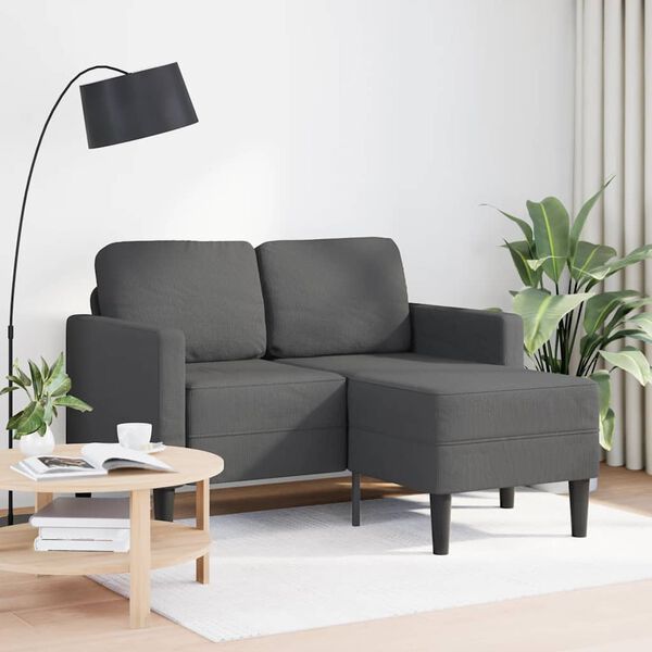 vidaXL 2-personers sofa med chaiselong L-formet mørkegrå 125 cm hør