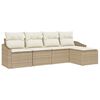 vidaXL Sofa S&aelig;t med pude 5 pcs Beige polyrattan