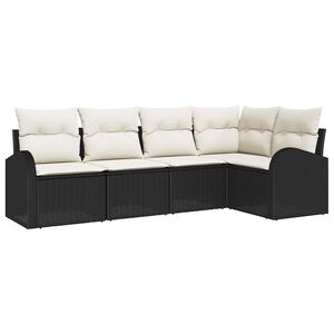 vidaXL Havesofa S&aelig;t med pude 5 pcs Sort og Hvid polyrattan