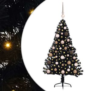 vidaXL Kunstig Forbelyst Juletr&aelig; med 150 LED'er Sort 120 cm PVC