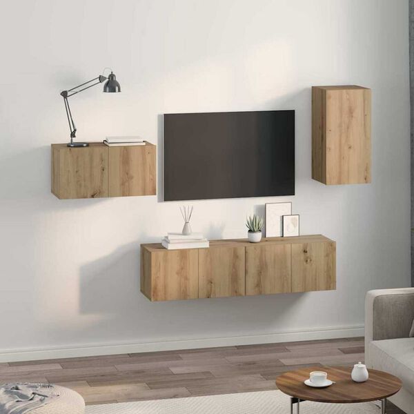 vidaXL TV-m&oslash;bels&aelig;t 4 pcs artisan eg 30.5 x 30 x 60 cm Konstrueret tr&aelig;