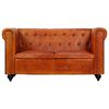 vidaXL 2-personers Chesterfield sofa &aelig;gte l&aelig;der gyldenbrun