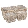 vidaXL Planter Kurv GENDT 3 stk. Naturlig gr&aring; Kubu rattan