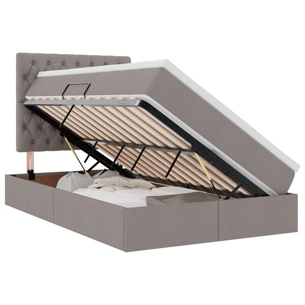 vidaXL Seng med opbevaring og LED Gr&aring;brun 120 x 190 cm Polyester