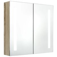 vidaXL badeværelsesskab med spejl + LED-lys 62x14x60 cm egetræsfarvet
