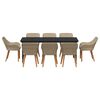 vidaXL Have Spisebordssæt med pude 9 pcs Beige polyrattan