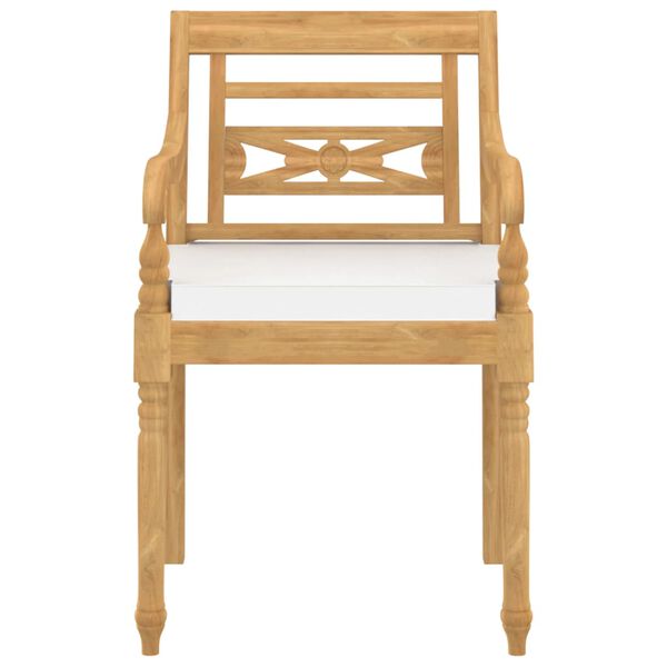 vidaXL Batavia-stole med hynder 4 stk. massivt teaktræ