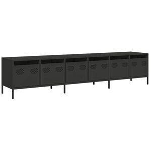 vidaXL tv-bord 202x39x43,5 cm koldvalset st&aring;l sort