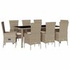 vidaXL spisebordss&aelig;t til haven 9 dele med hynder polyrattan beige