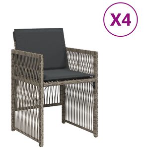 vidaXL havestole med hynder 4 stk. polyrattan gr&aring;