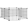 vidaXL k&aelig;ledyrsbur med 8 paneler og d&oslash;r sort 70x70x35 cm st&aring;l