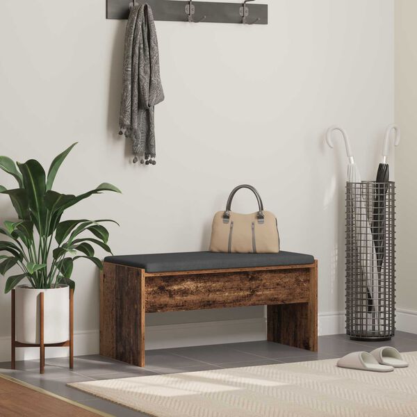 vidaXL Hallb&aelig;nk med pude Gammelt tr&aelig; 83 x 38 x 40 cm